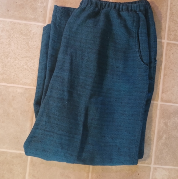 FLAX Twill Dark Blue Pants Womens size Large - Picture 2 of 6